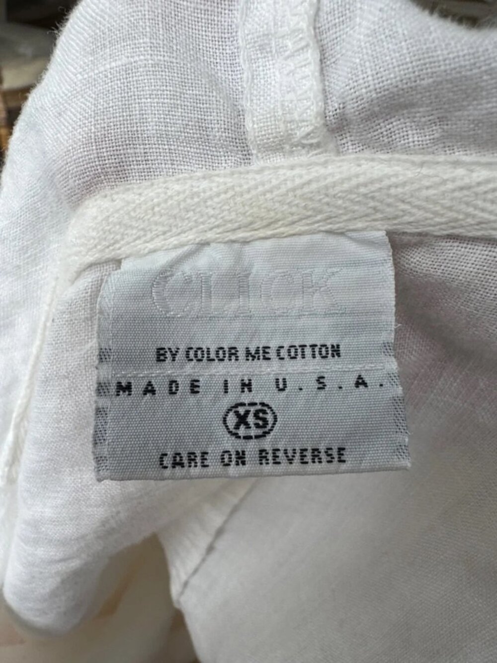 Click by Color Me Cotton White 100% Linen Hooded Open Front Cardigan Jacket XS - Picture 7 of 8